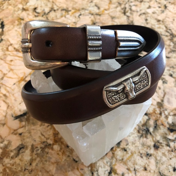 Ducks🦆Unlimited Longhorn Belt Brown Italian Saddle Leather Texas Longhorn🦆40 - Picture 1 of 8